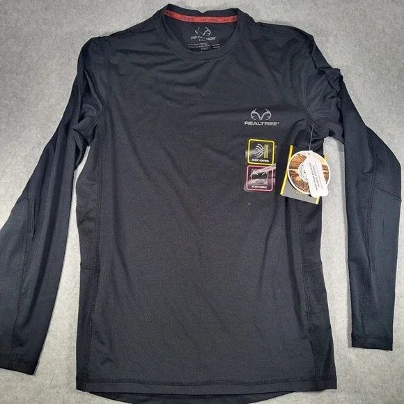 Realtree Long Sleeve Performance Hunting Tee Shirt Mens Small Black, Camo UPF 30 - Picture 12 of 16